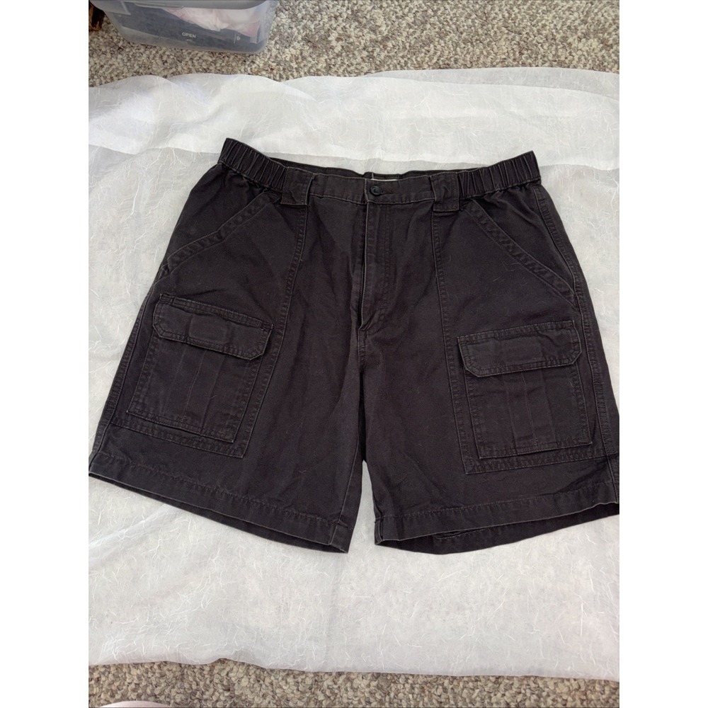 Savane Shorts Mens 36 Dark Grey Cargo Safari Utility Stretch Waist Flat Front